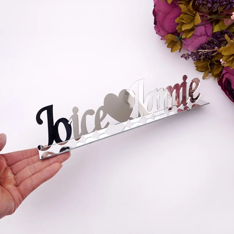 Personalized Acrylic Mirror Tableshow Custom Couple Names Wedding Decoration on Desktop Table Decor Party Gifts