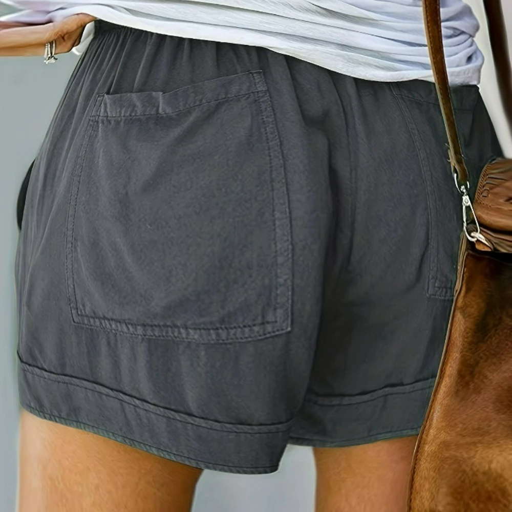 

Women's Casual Solid Color Loose Drawstring Elastic Waist Comfortable Fashion Shorts