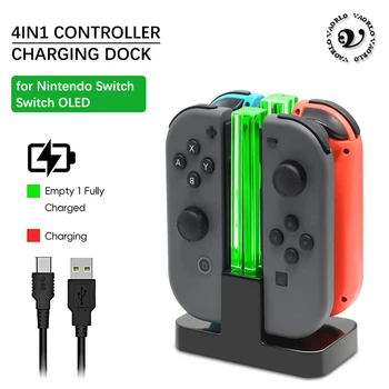 4 In 1 LED Oplaadstandaard Dock Station Indicator Geschikt voor Nintendo Switch NS Geschikt voor Joy-Con Controller Stand Holder Oplaadstation
