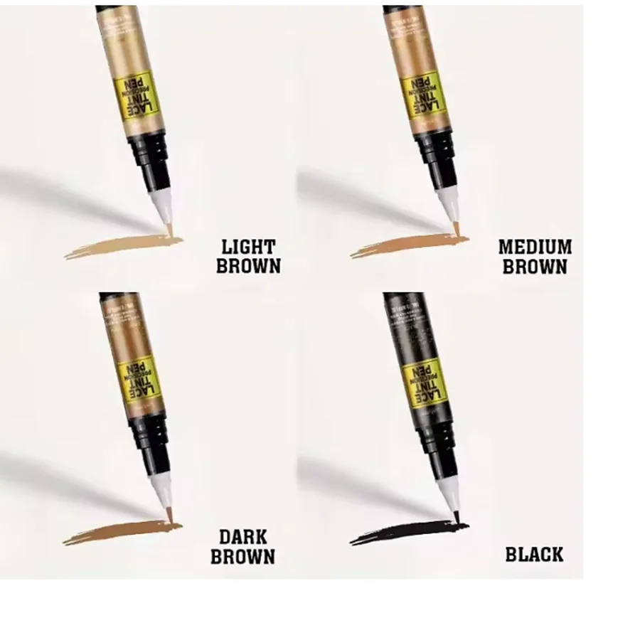Lace Tint Precision Pen 4 Shades Wig Lace Dyeing Pen Waterproof Hairline Concealer Temporary Hair Color Pen