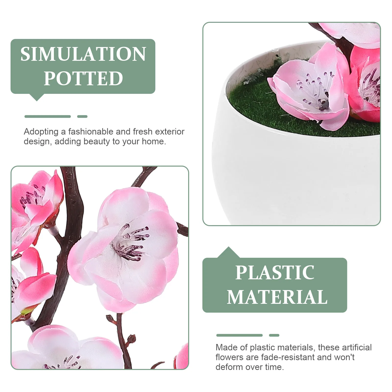 

2 Pcs Simulated Plum Blossom Ornaments Living Room Decor Artificial Potted Flower Faux Plant Fake Plants Flowers Plastic