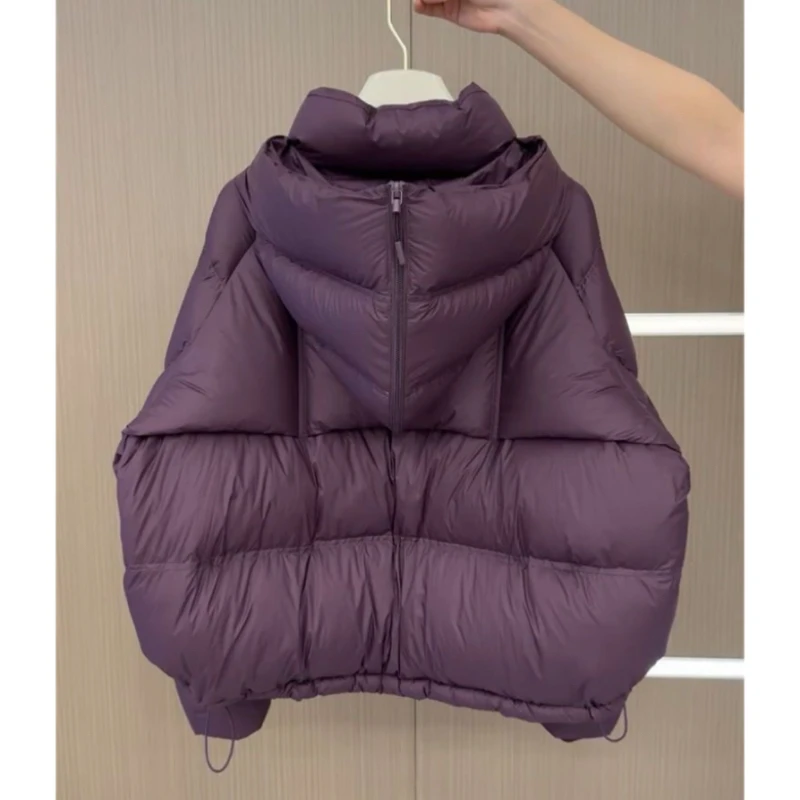 Cappotto corto in cotone autunno inverno donna 2025 giacca in cotone con cappuccio casual allentato di nuova moda colore puro addensare tuta sportiva femminile