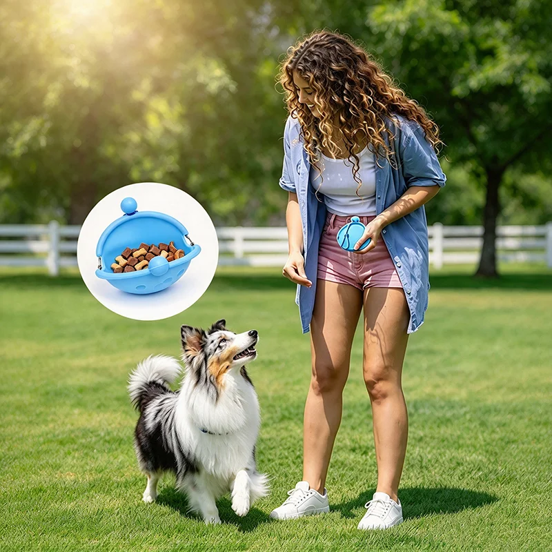 Portable Multi-Functional Silicone Fashionable Dog Treat Pouch For Training Outdoor Multi-functional Pet Snack Bag With Clip