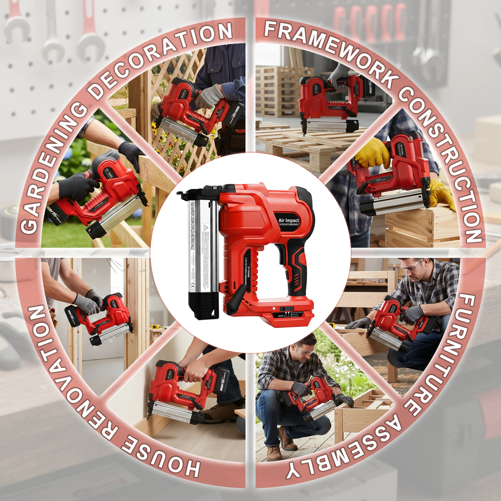 مسدس مسامير لاسلكي 2 بوصة 18 مقياس 2 في 1 قوة أمان براد بائع المسامير مع دبابيس أظافر للخشب DIY تأطير المنزل (بدون بطارية) #1