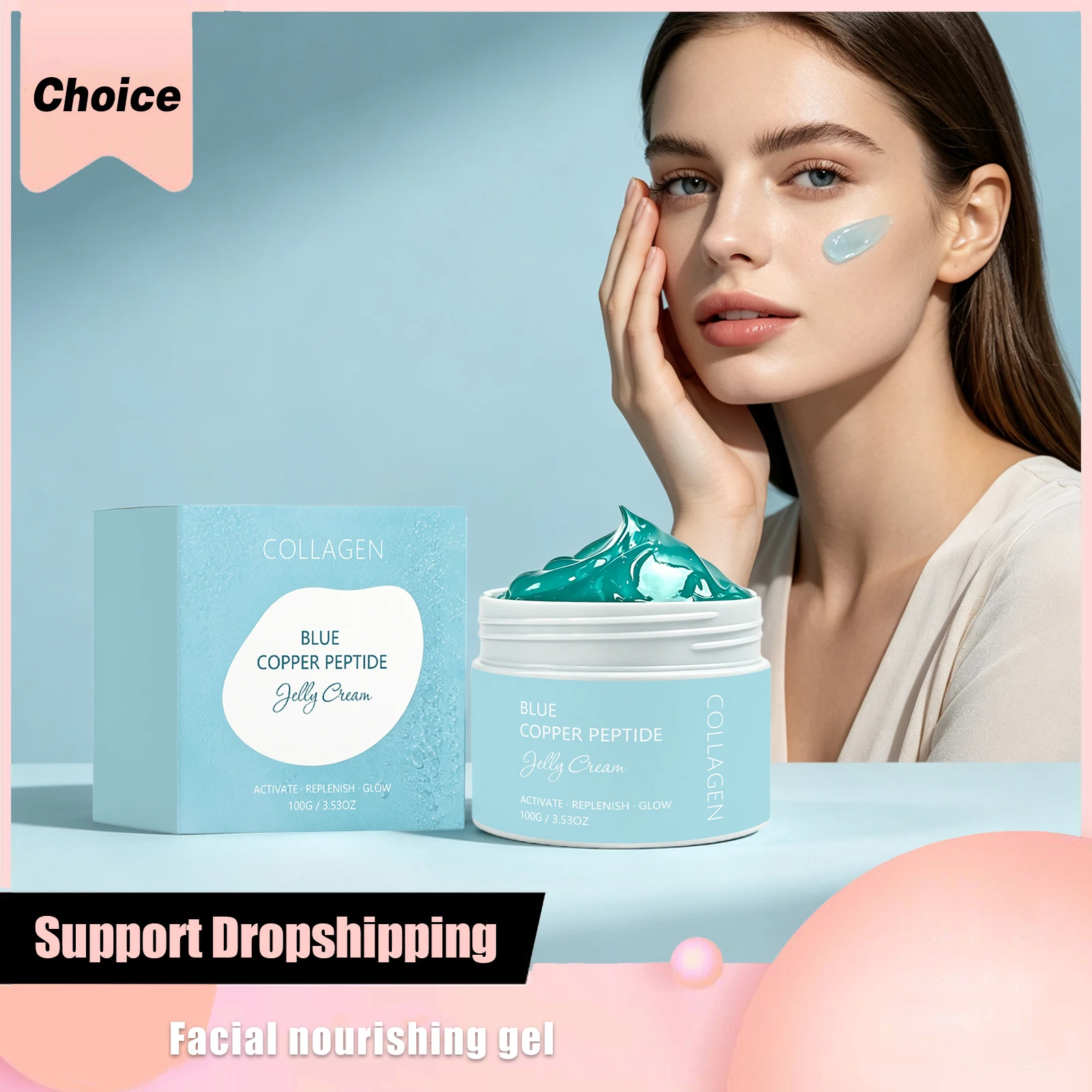 Collagen Copper Peptide Face Gel Hydrating Sooth Dry Rough Tightening Pores Soothing Redness Whitening Moisturizes Makeup Primer