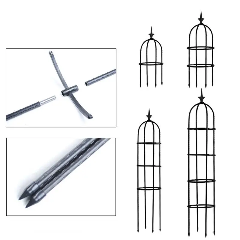 Obelisco estante de vid para plantas trepadoras, enrejado para plantas de jardín, marco de flores de acero empalmado, soporte para plantas, marco de