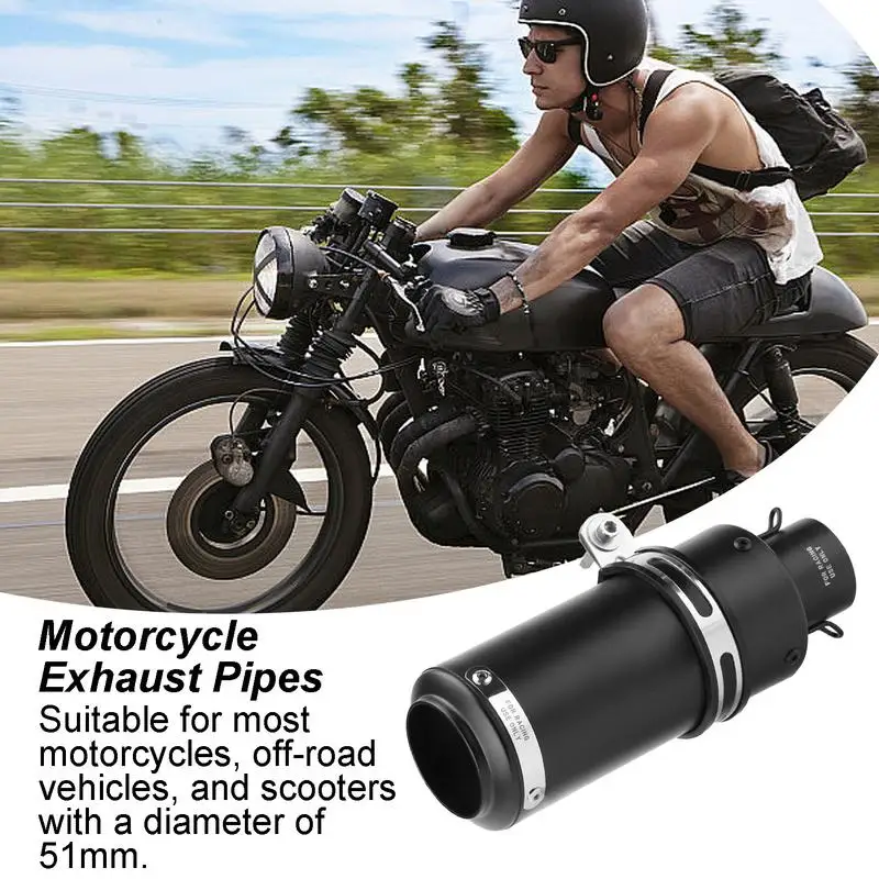 Motorbike Slip-On Exhaust Muffler Silencer Pipe Rustproof 51mm Motorcycle Muffler Stainless Steel Muffer Pipe Muffler Silencer