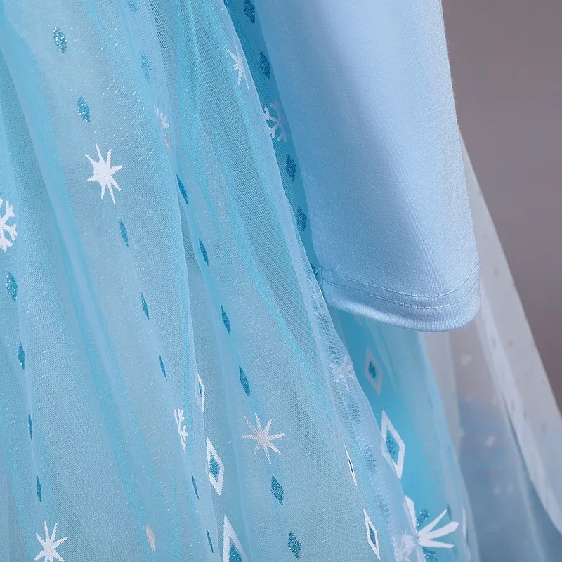 ชุดคอสเพลย์เอลซ่าสำหรับเด็กชุดวันฮาโลวีนสำหรับเด็กผู้หญิงชุดเดรสวันเกิดราชินีหิมะสีขาวสำหรับเด็ก2024