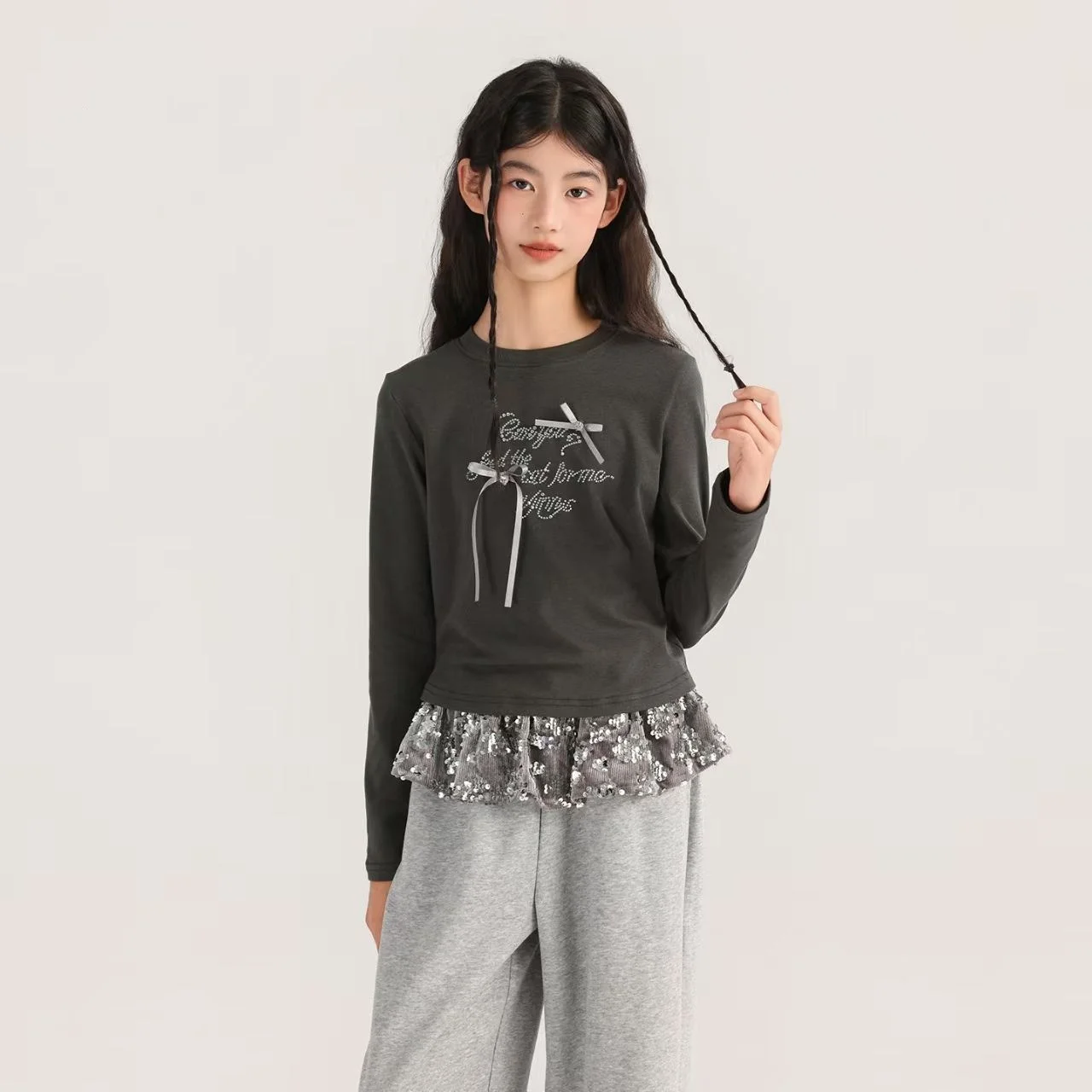 Girl's Long Sleeved T-shirt Girl's Spring And Autumn New Style Western-style Base Shirt Girl's Autumn Outfit Pullover Top