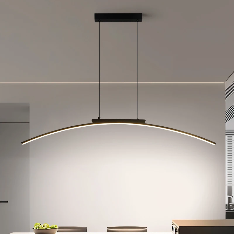 

Contemporary Dining Room Pendant Light Sleek LED Arc Hanging Lamp Adjustable Brightness Energy Efficient Ideal for Kitchen Resta