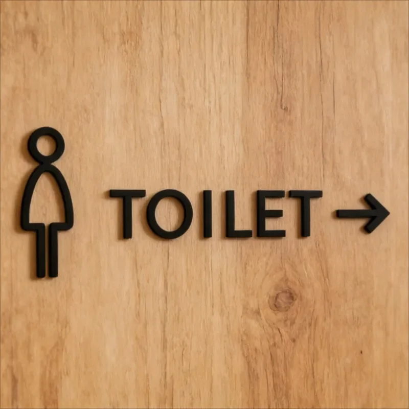 3D Acrylic Bathroom Sign Self-Adhesive Modern Minimal Restroom Door Plaque Sticker Decor Gift for Business Office Home Shop