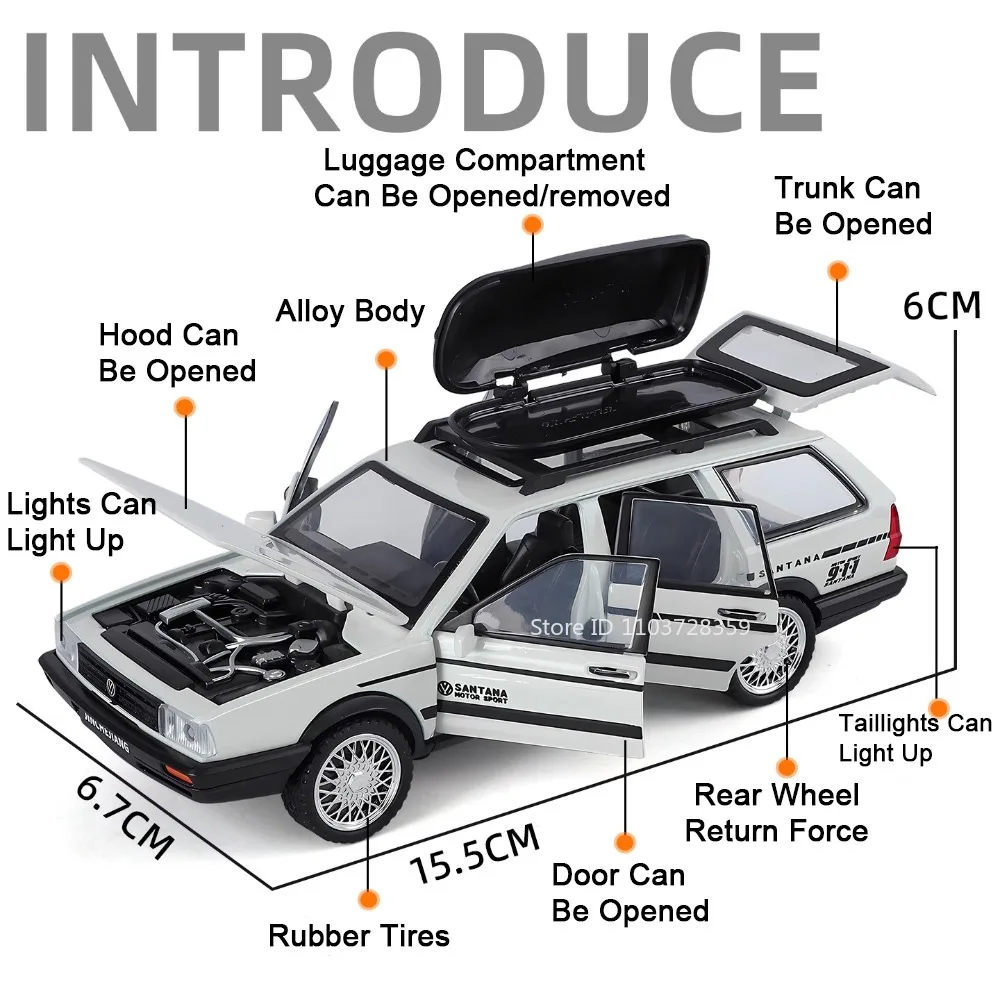 1:32 Santana AE86 รถโบราณของเล่นโลหะผสมDiecast Miniatureยานพาหนะเสียงประตูเปิดดึงกลับสําหรับของขวัญเด็ก