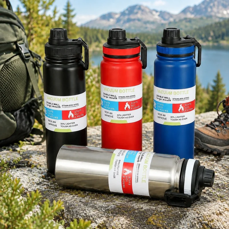 Double-Wall Stainless Steel Thermal Bottle 600-1000ML Insulated Sport Car Travel Flask for Hot & Cold Beverages