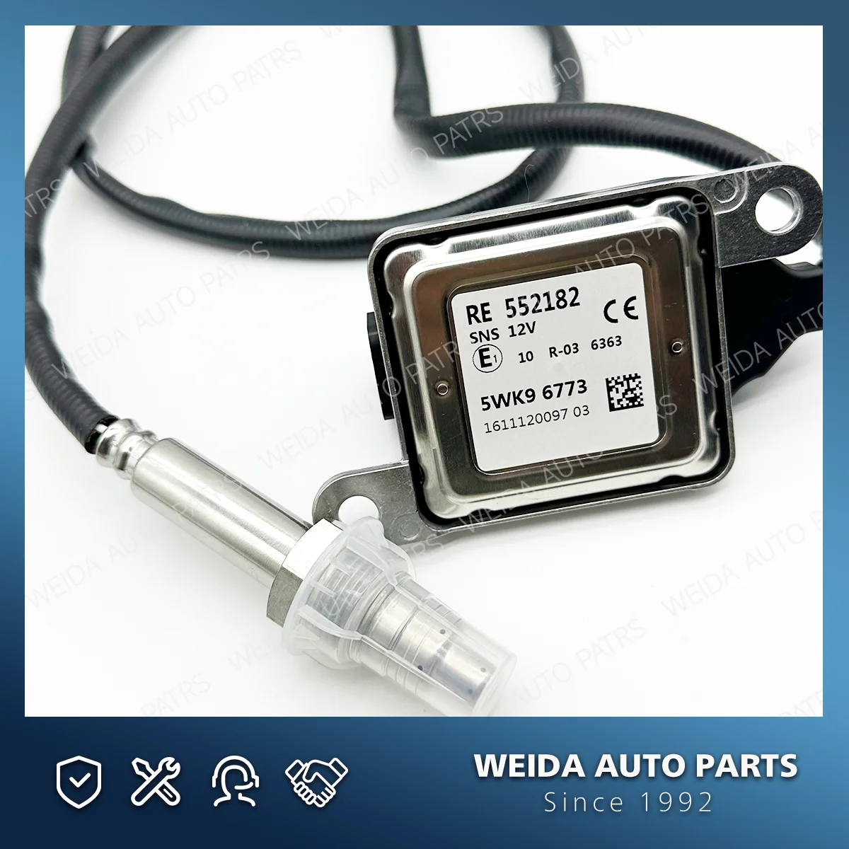 Novo sensor de óxido de nitrogênio re552182 5wk9 6773 nox para sistema de escape john deere sensor de carro 24vv oem 5wk96773