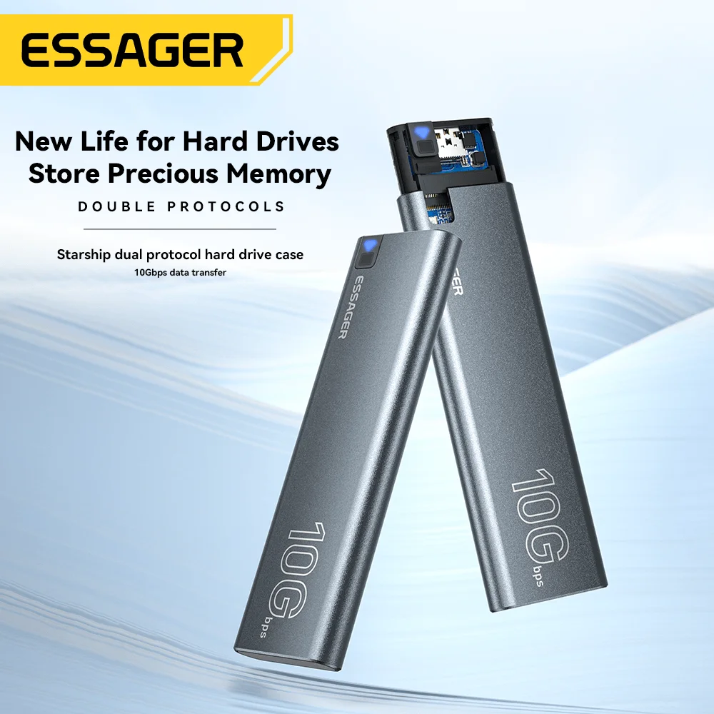 Портативный SSD-накопитель Essager 1 ТБ, внешний жесткий диск 4 ТБ, мобильный жесткий диск 10 Гбит/с, высокоскоростное устройство хранения для