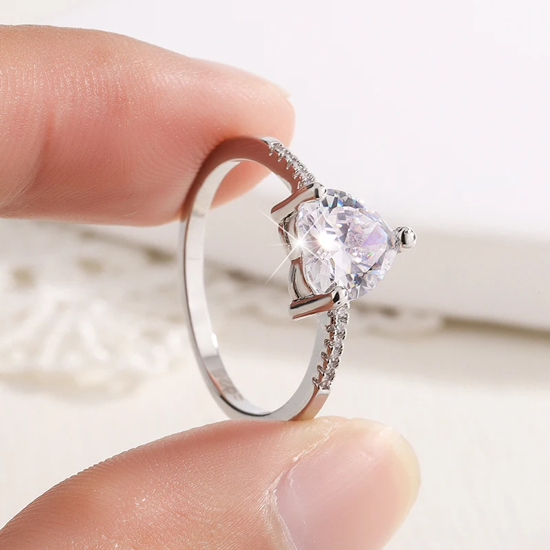 جديد 925 فضة القلب الدائري البريق الزركون جودة عالية للنساء الزفاف غرامة مجوهرات اكسسوارات هدية حفلة