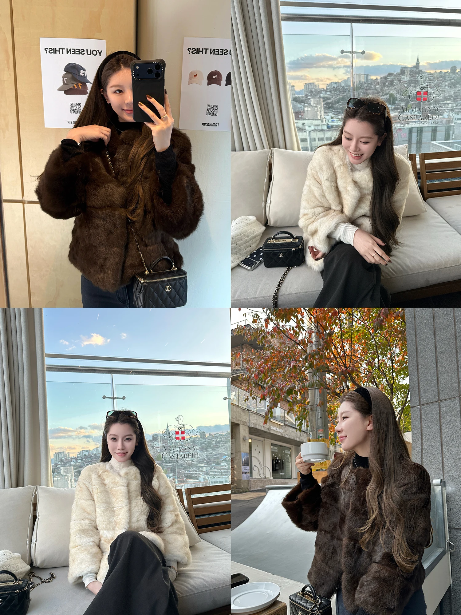

Dibao Xi Early Rich Girl Dyed Spray Color Rabbit Fur Eight-Sve Two-Tone Elegance Fur Coat Women Winter Warm Casual Sle
