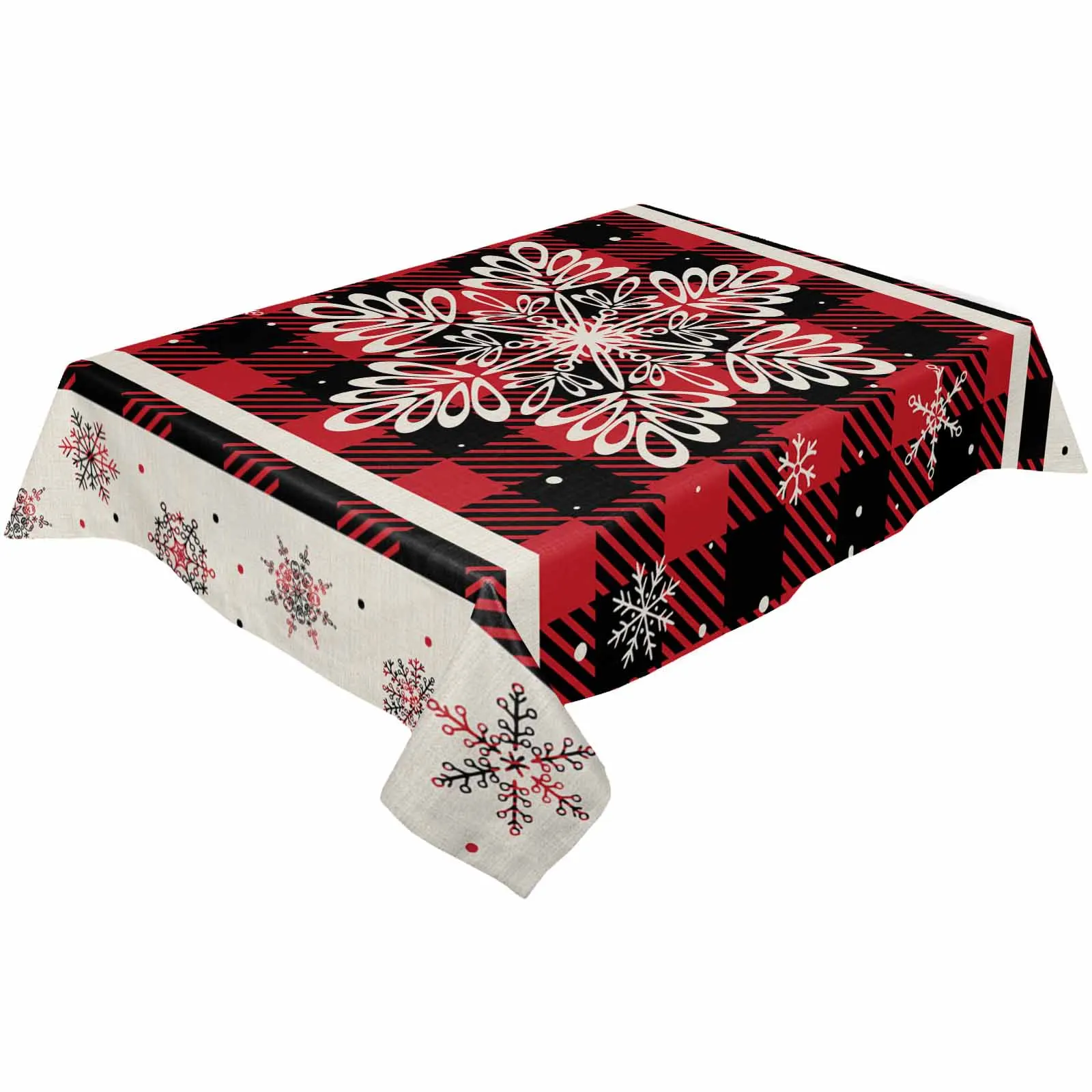 Christmas Letter Snowflakes Tablecloth Waterproof Dining Table Rectangular Round Table Cover Home Kitchen Decoration