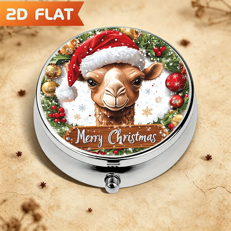 Single-piece, flat, round, three-compartment pill box with a circular pattern design, suitable for storing medication, creating a festive atmosphere, and ideal for outdoor travel and office medication reminders