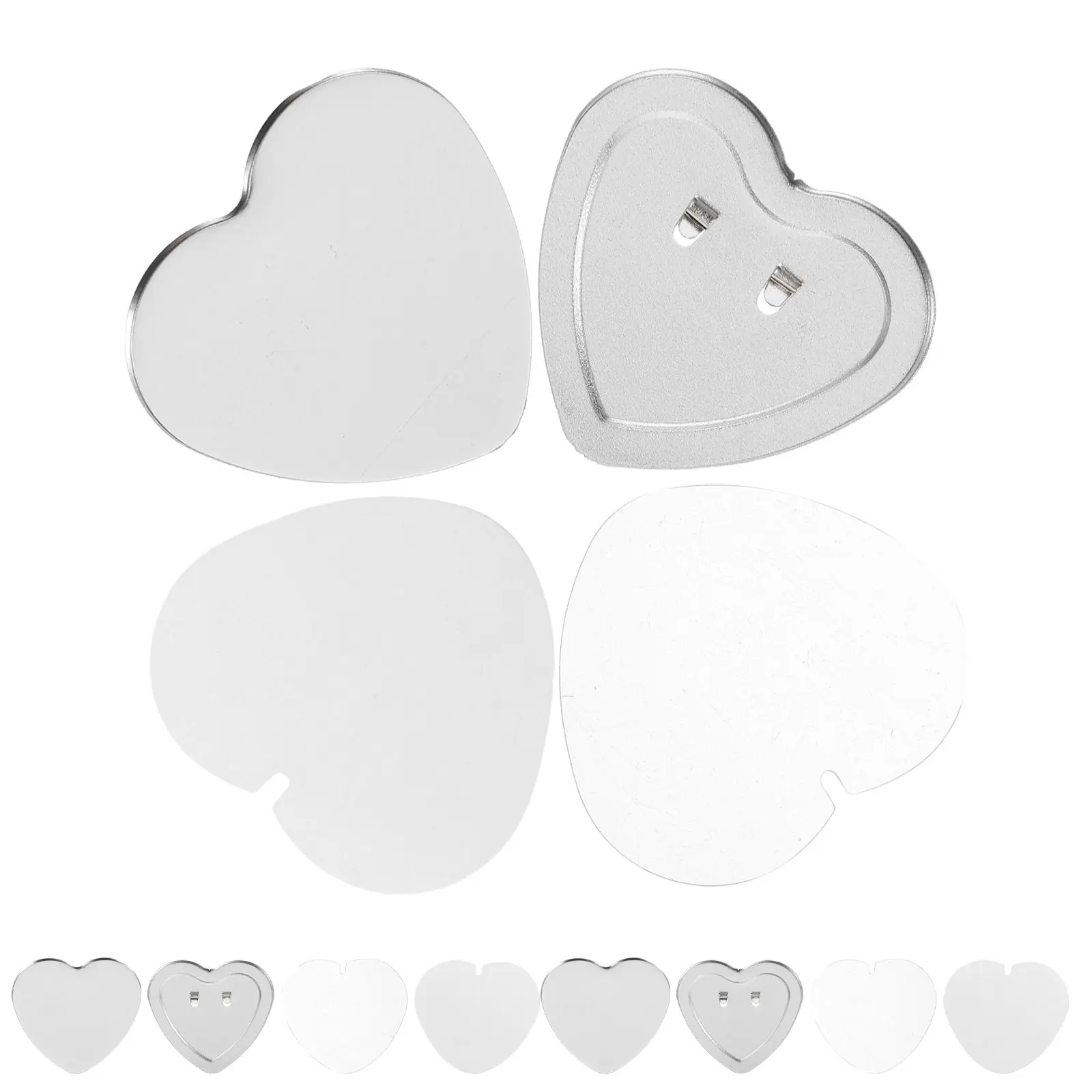 

100SetsHeartShapedMetalBlankBadgePinsDIYButtonMakingSuppliesKitTransparentFilmPaperIncludedPinMakerSuppliesSet