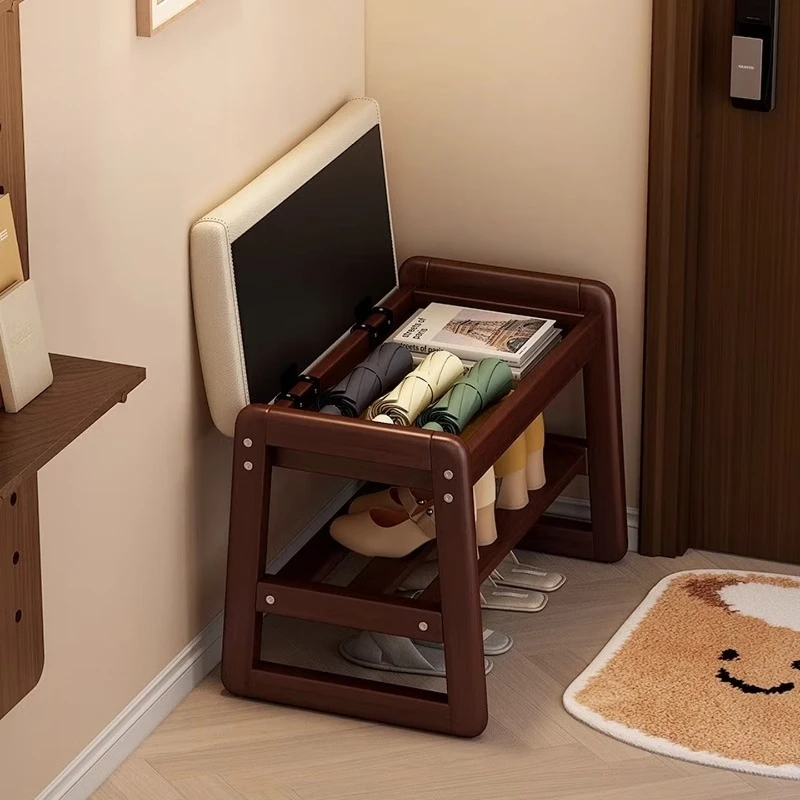 The shoe changing stool shoe rack enters the door, and  stool is integrated into  door to wear shoes.