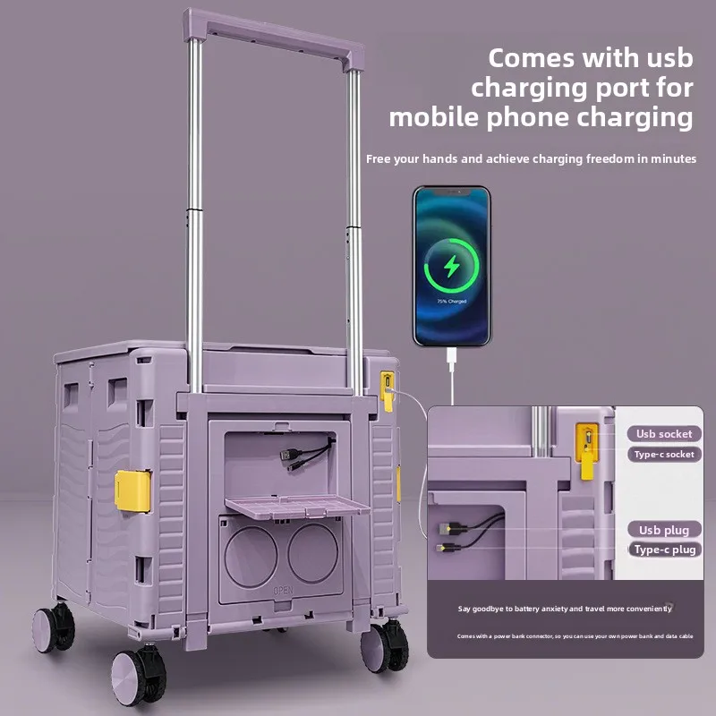 Outdoor camping folding shopping cart Home portable express trolley Shopping truck storage box