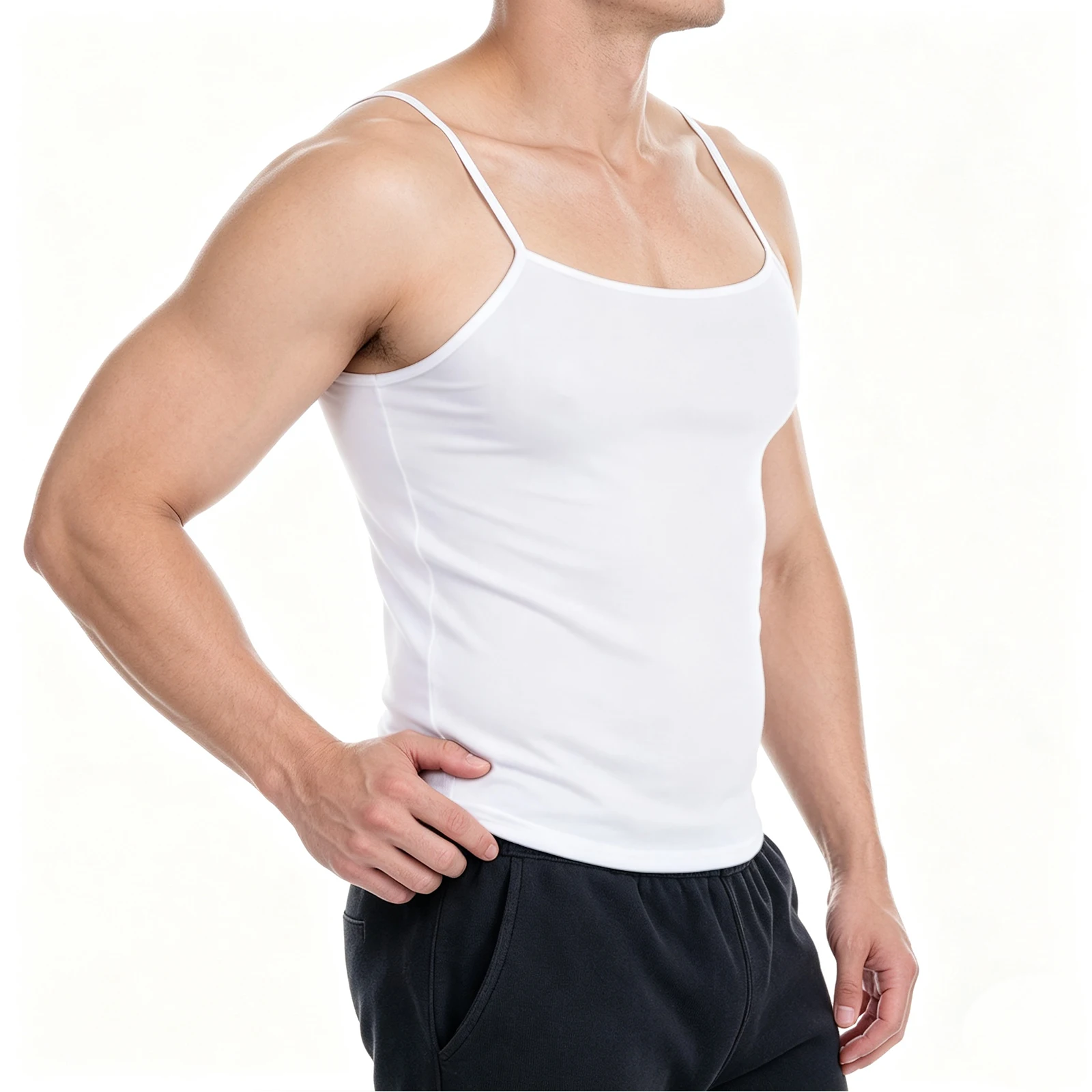 Summer Men Thin Spaghetti Strap Slips Vest Soft Stretch Sleeveless Tank Tops Fitness Undershirt Casual Body Shirt Slim Fit