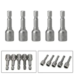 5pc Socket Adapter Hex Drill Bit Magnetic-Nut Driver Set 8mm 5/16inch For Electric Drills Screw Driver Power Tool Accessories