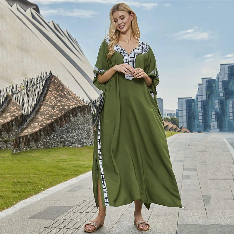 سترة نسائية جديدة فضفاضة مكونة من 6 ألوان فستان للشاطئ سترة صيفية للنساء رداء للشاطئ فستان قفطان