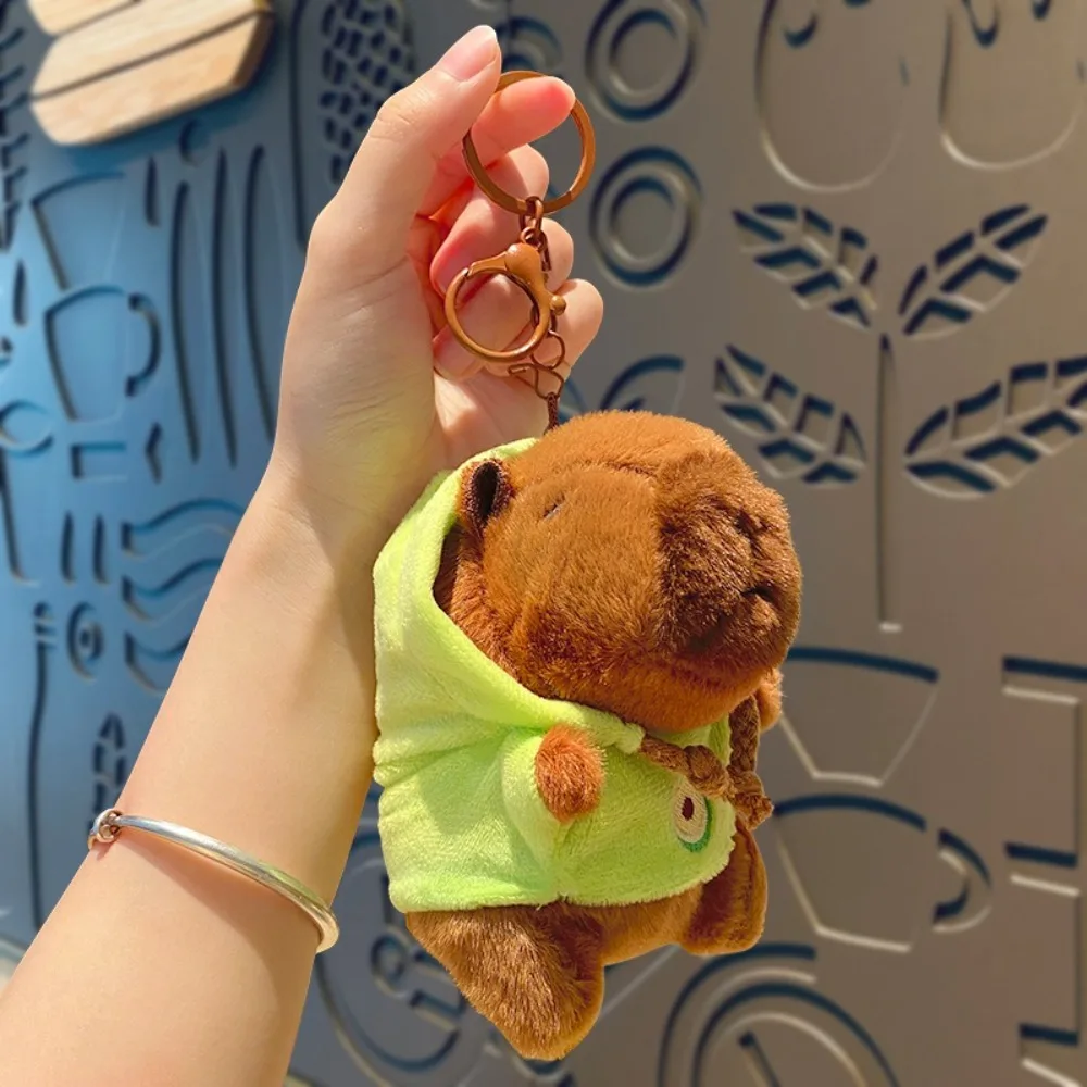 Soft Capybara Plush Toy Keychain Small Size Stuffed Animals Simulation Doll Hoodie Anime Fluffty Toy Plush Pendant Birthday Gift