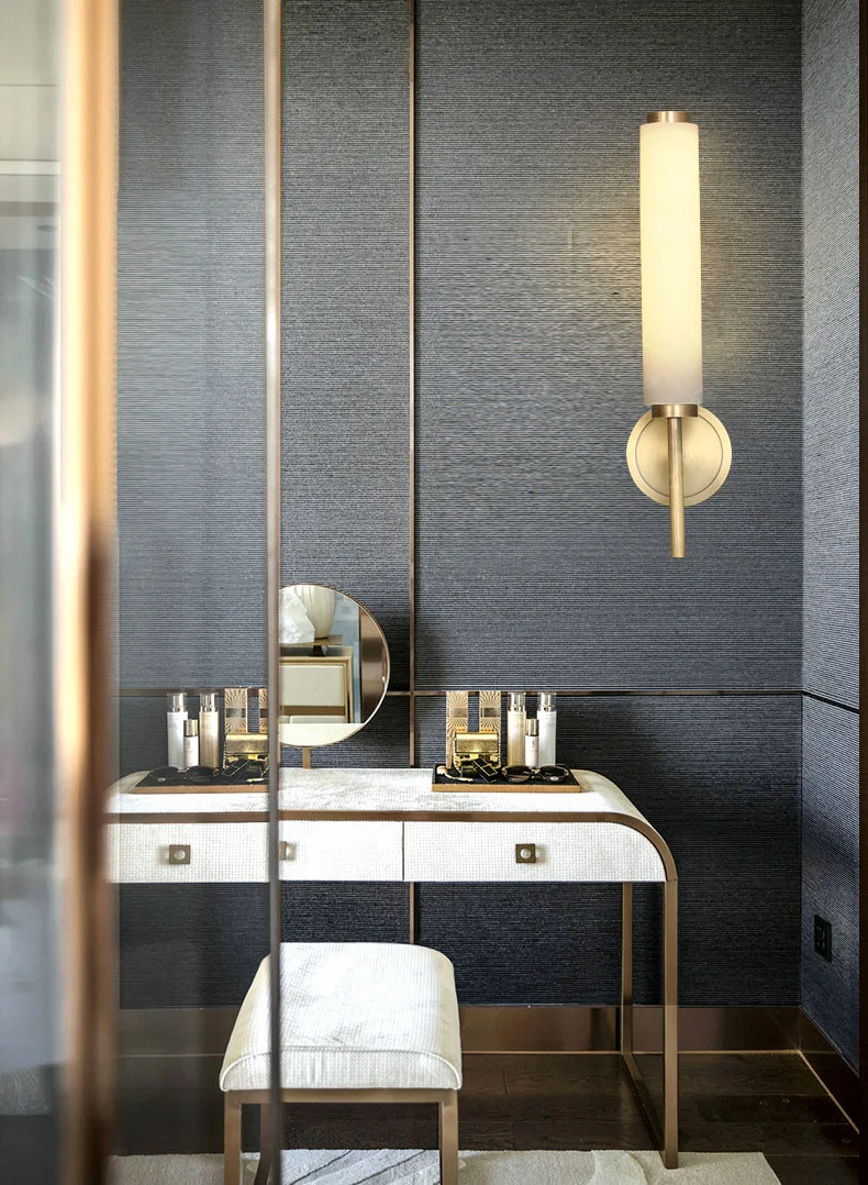 Natural Marble LED Wall Lights Black Gold Copper Foyer TV