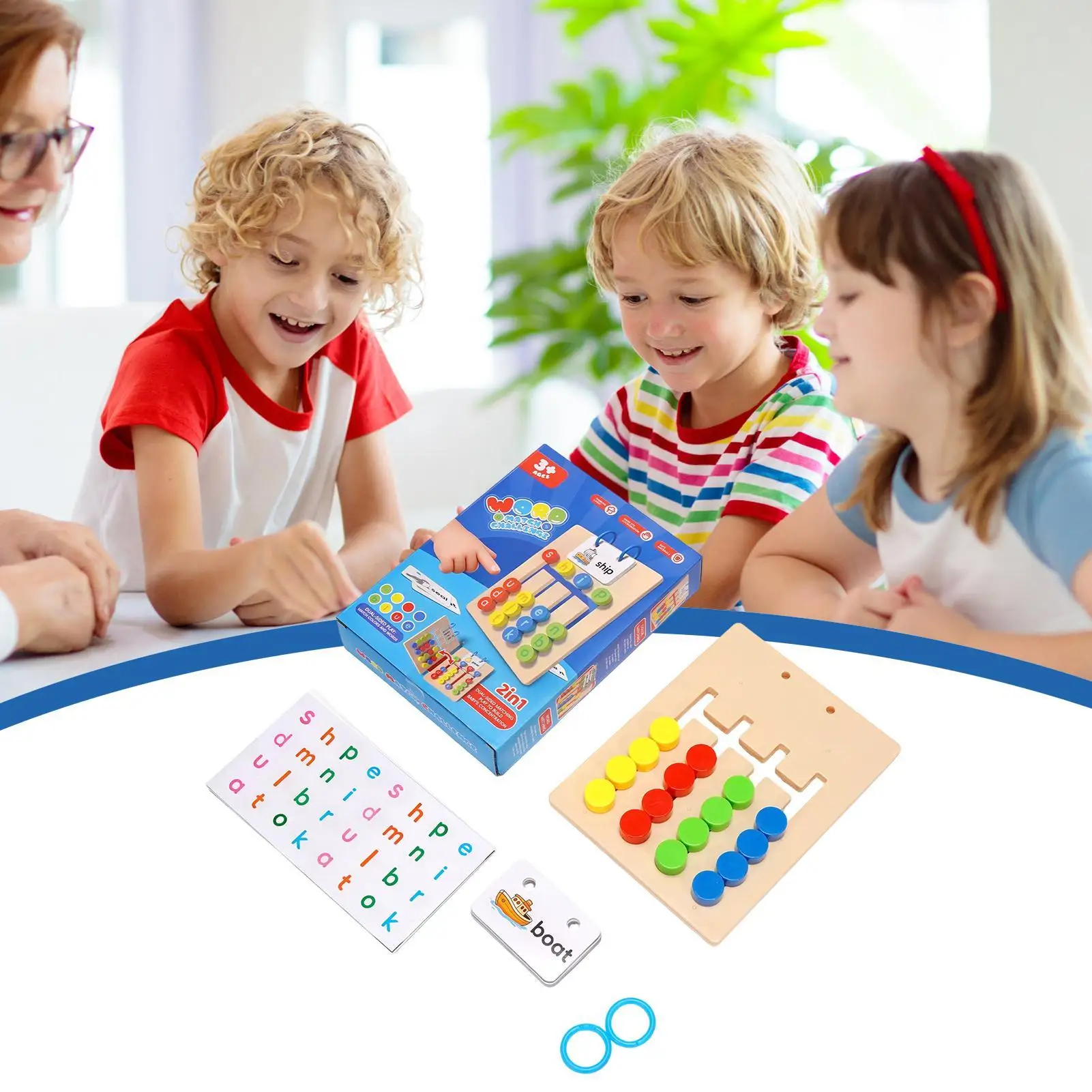 Matching Letter Game 2-in-1 Wooden Educational Interactive Letter Toys Alphabet Games Learning Toys For Kids Aged 4-8 Classroom