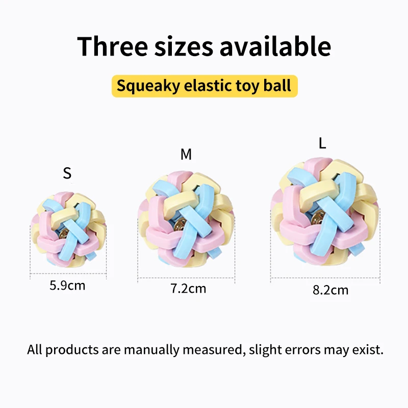 Macaron Woven Pet Ball Chew Resistant Toy with Color Bell Sound Interactive Molar Chew Toy for Cats And Dogs Pet Training Suppli