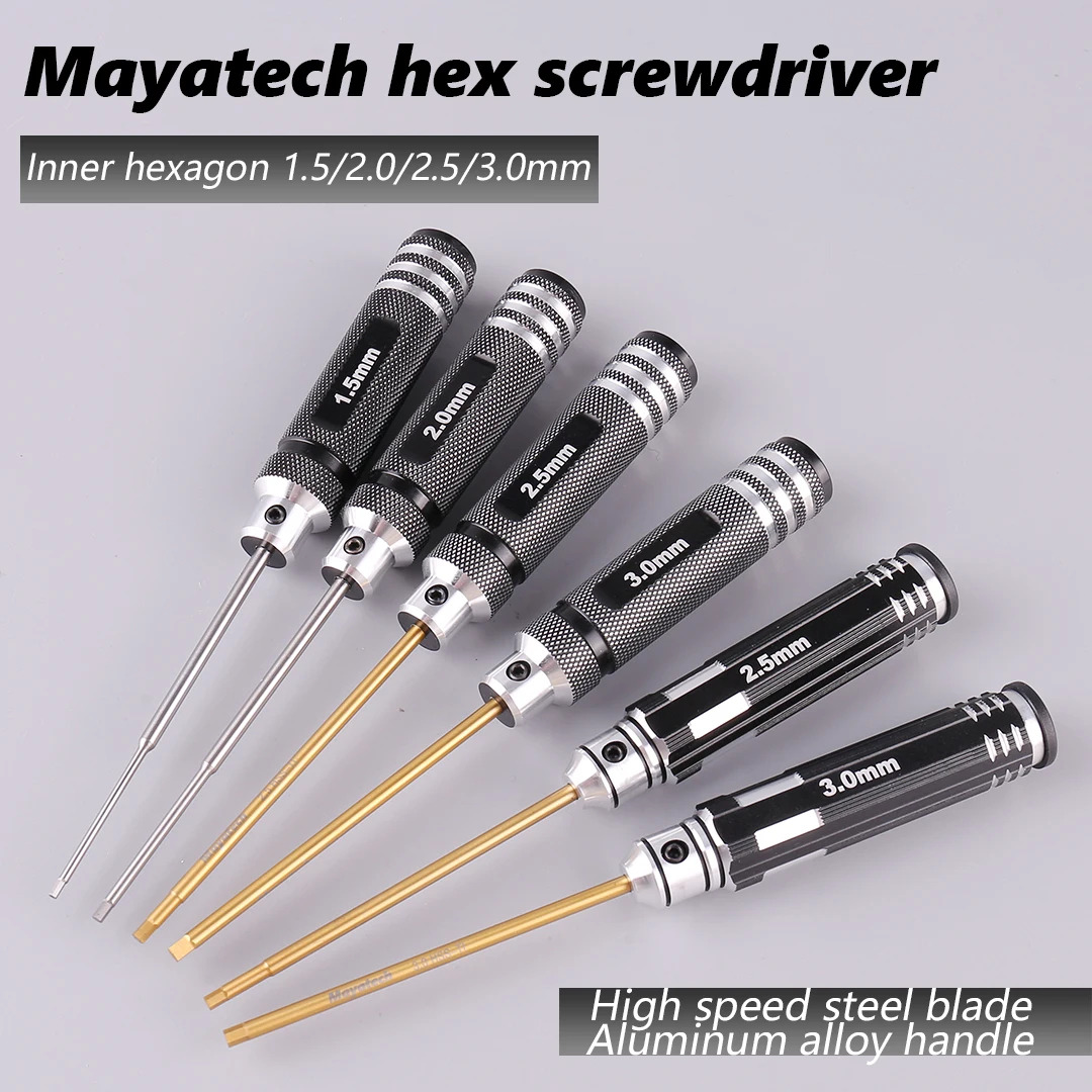 Mayatech 4-in-1 Hexagon Head Screwdriver Set 1.5mm/2.0mm/2.5mm/3.0mm HSS Titanium Coated Screw Driver Tools for RC FPV Models