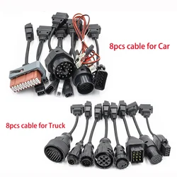 Full Set 8 Cables For Truck Car OBD OBD2 Diagnostic Connector 8pcs Car Cables Kit Full Pins Activated Truck Cables Adapters