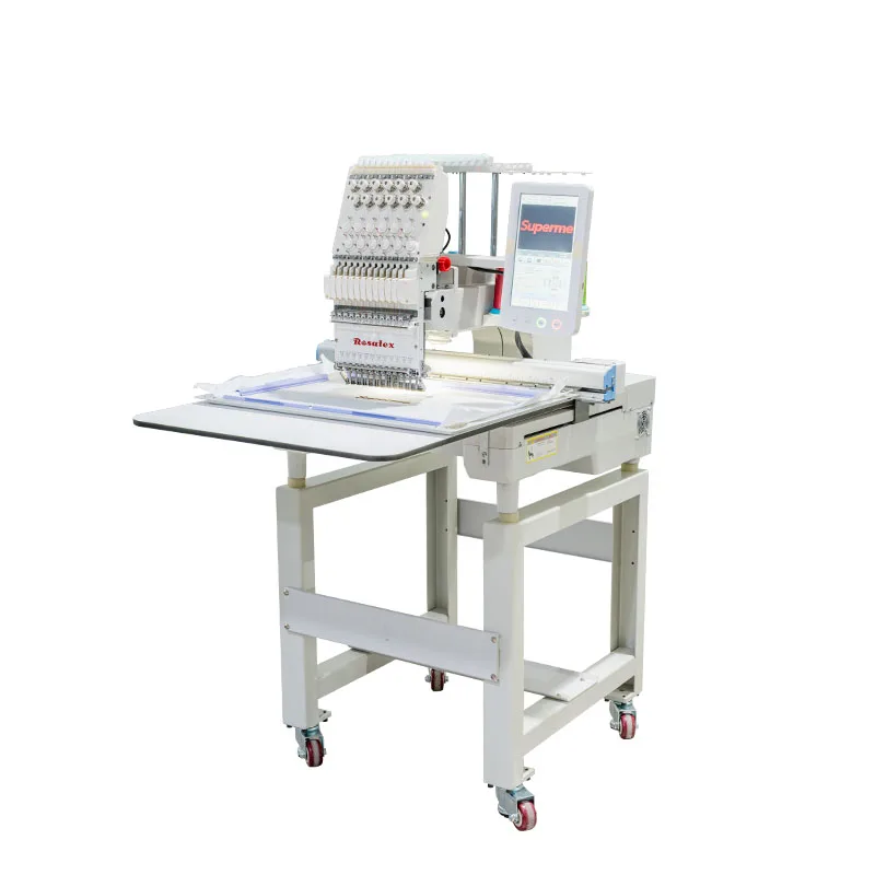 Rosatex 1201E رأس واحد 12 إبرة تي شيرت آلة التطريز الملابس حالة جديدة محوسبة التطريز المسطح للاستخدام المنزلي