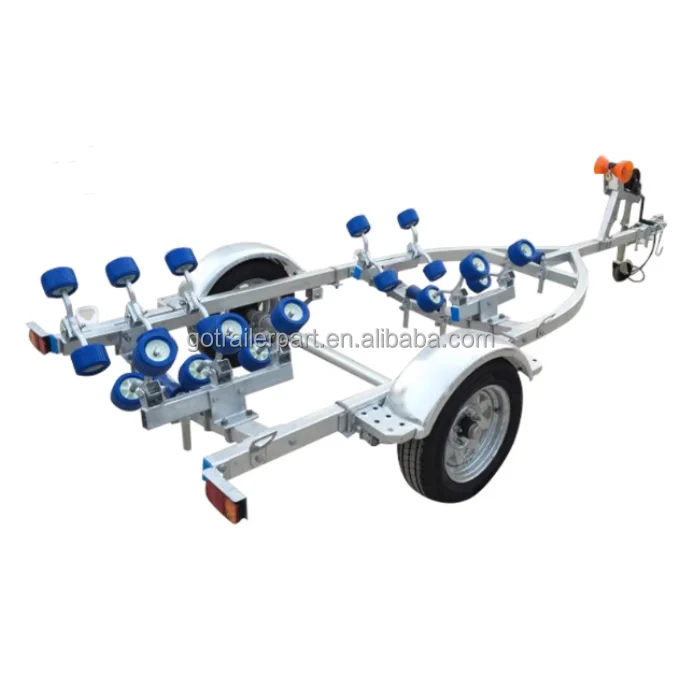 New Heavy-Duty Galvanized Boat Trailer with Double Axles Watercraft Trailers for Small Boats for Towing and Rescue