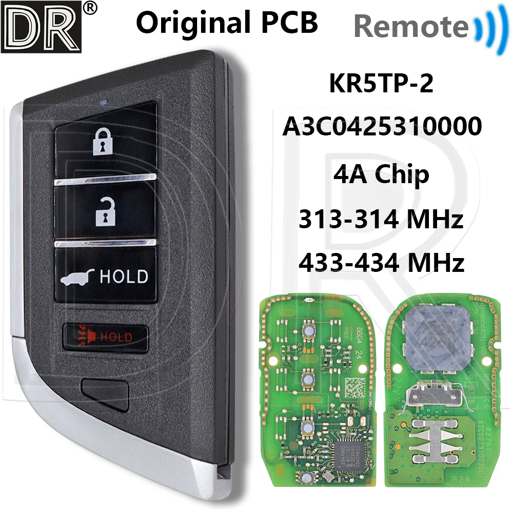 

Great Proximity Car Key For Acura RDX MDX 2022 2023 2024 Original PCB 4A Chip KR5TP-2 313/433MHz A3C0425310000 72147-TYA-A21