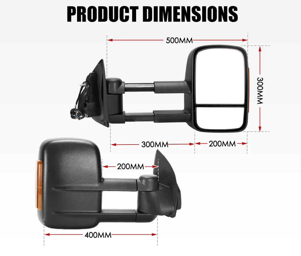 Left Hand Drive Fold Extendable Towing Mirrors For Ford Ranger MK PX PX2 PX3 XL XLT XLS Wildtrak Raptor 2012-on