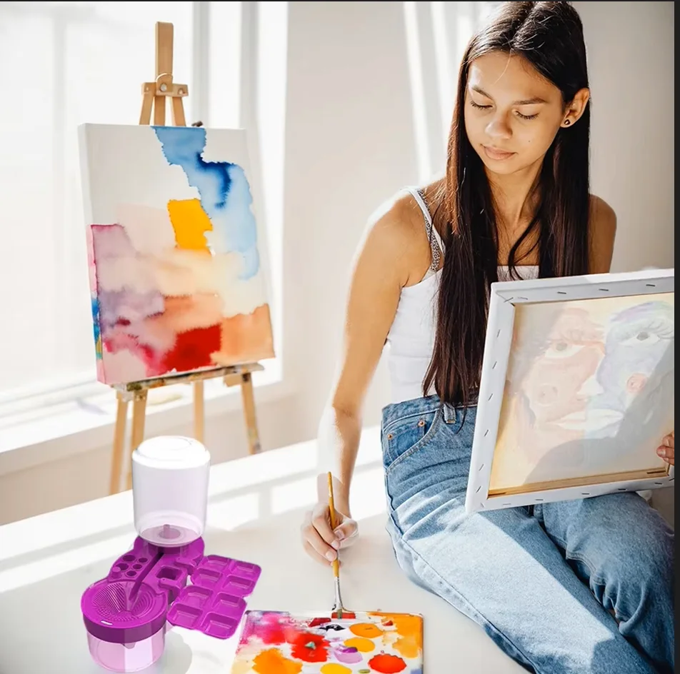 

Автоматическая машина для чистки кистей с акриловой краской на водной основе с кнопкой слива, практичное устройство для чистки кистей