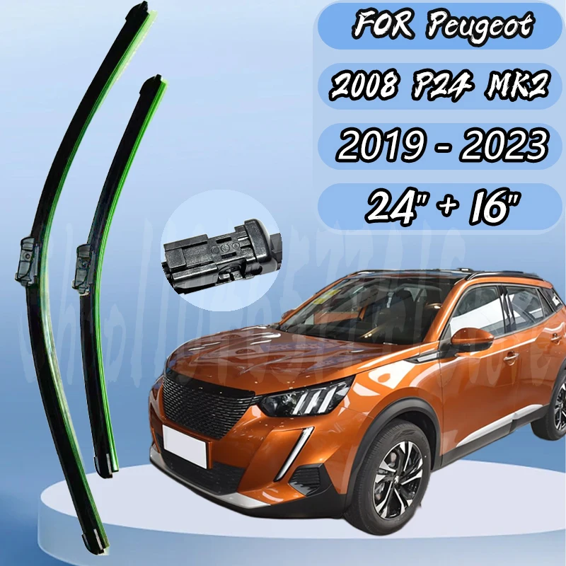

Front Wiper Blades Set For Peugeot 2008 P24 MK2 2019 - 2023 Windshield Windscreen Window Brushes 24"16" Silent upgrade