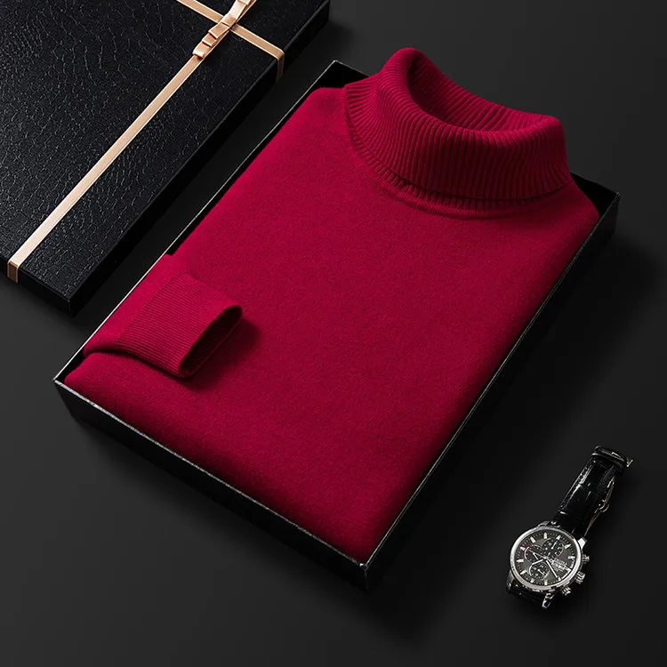 

2025 Men's High-quality Spring and Autumn Sweater with Double Collars, Imitating Cashmere