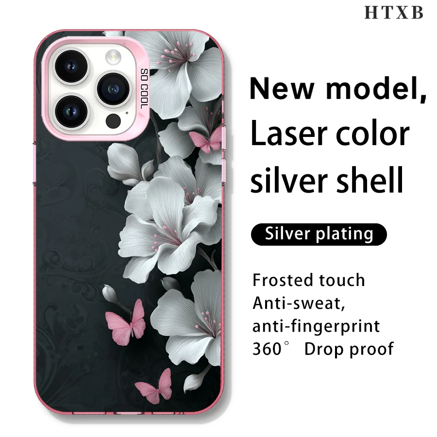 暗い背景の花と蝶のダンス iPhone 17～11 Pro Max Plus用電話