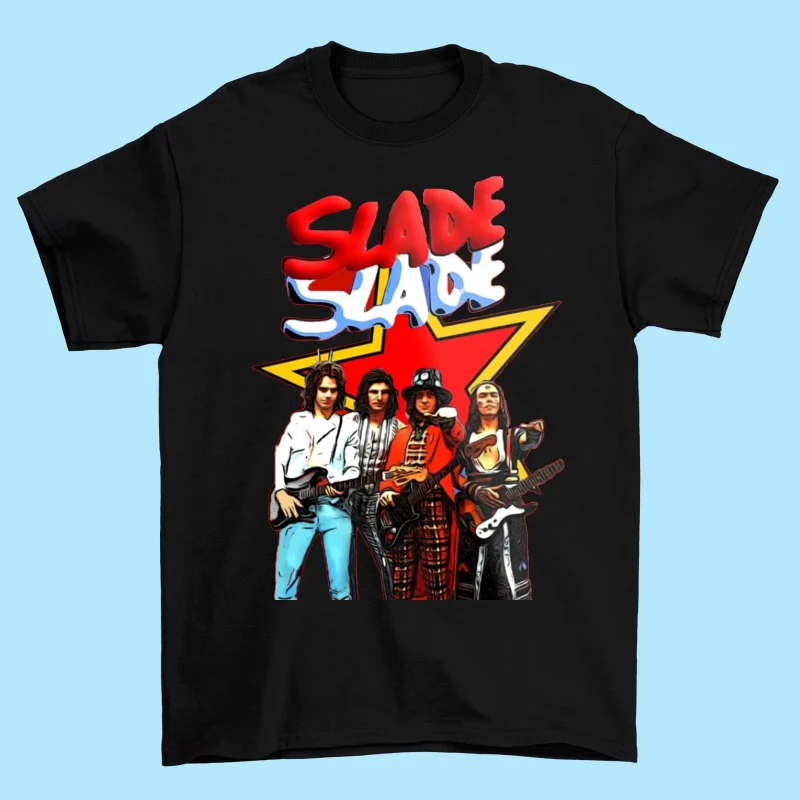 Bestseler !Slade Band Member T Shirt Unisex American Oversized Short-sleeved Men's and Women's Fashion Street Hip-hop Rock Top