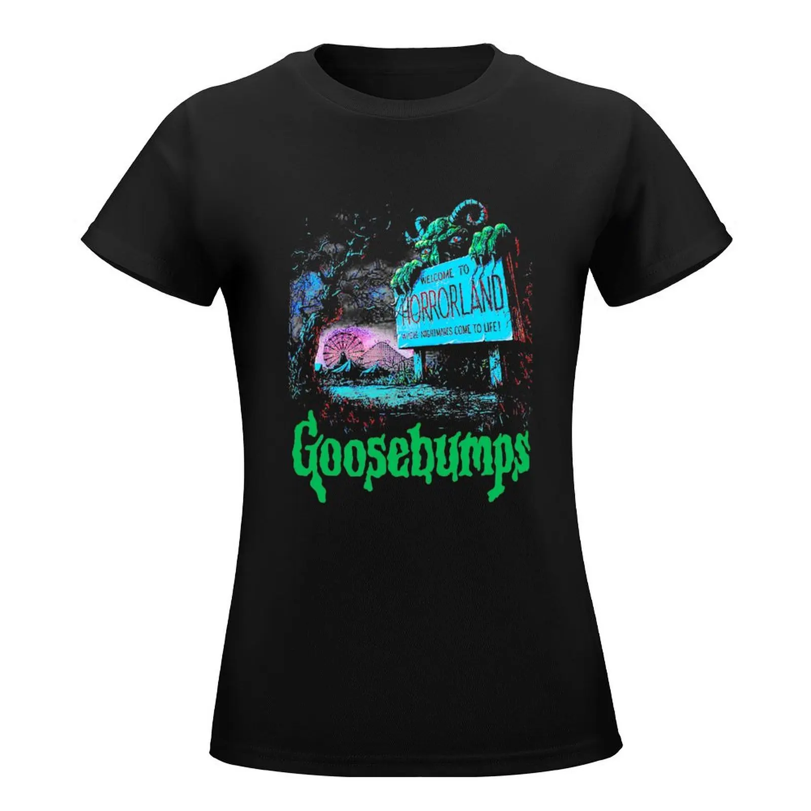 Horror Kippenvel. Horrorland T-Shirt Esthetische Kleding Tops Kat Shirts Voor Vrouwen