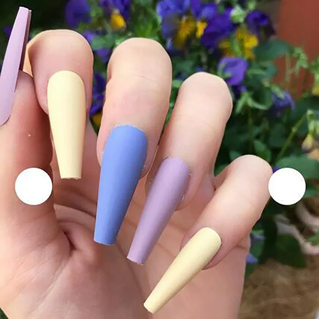 20 Pcs/ Set Solid Color Matte Coffin Fake Nails Tips for Extension Manicure Art Wholesales Press on Ballet Fake False Nails Hot