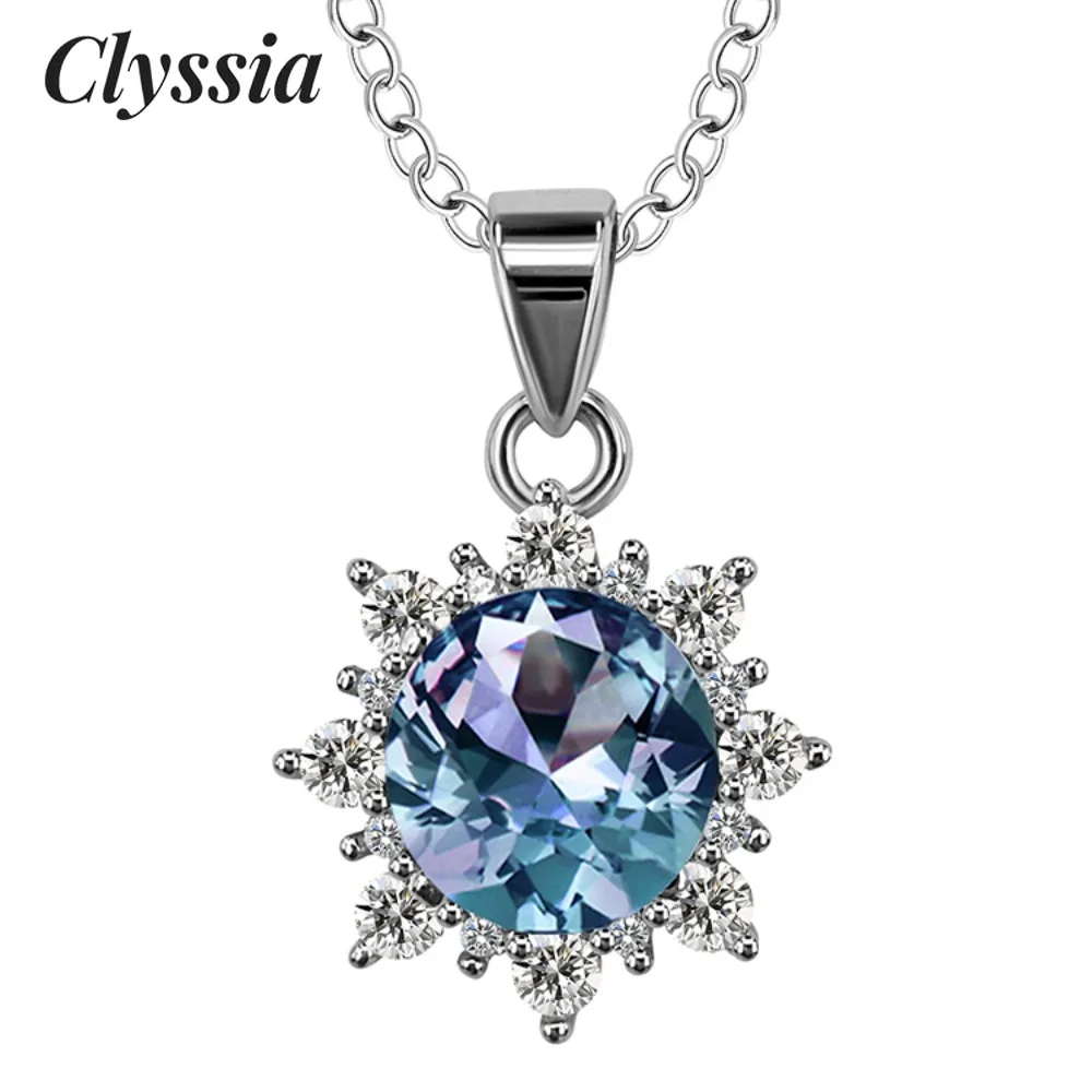 

Ожерелье CLYSSIA с александритом, стерлинговое серебро 925 пробы, в форме подсолнуха, круглый одиночный камень, июнь, ювелирные изделия с камнями