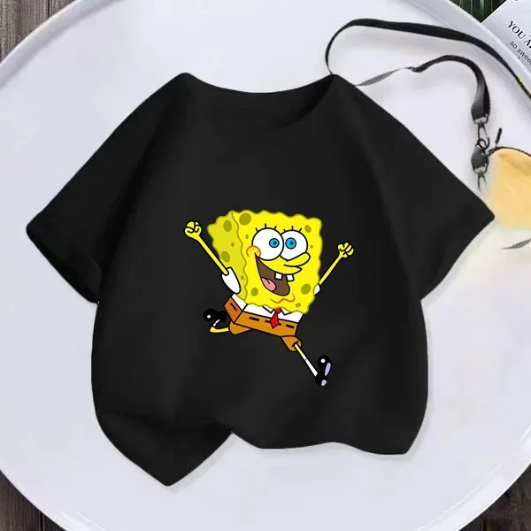 High quality Spongebob Children's clothing Anime summer short sleeve cute Patrick Star clothing casual T-shirt cartoon kids top