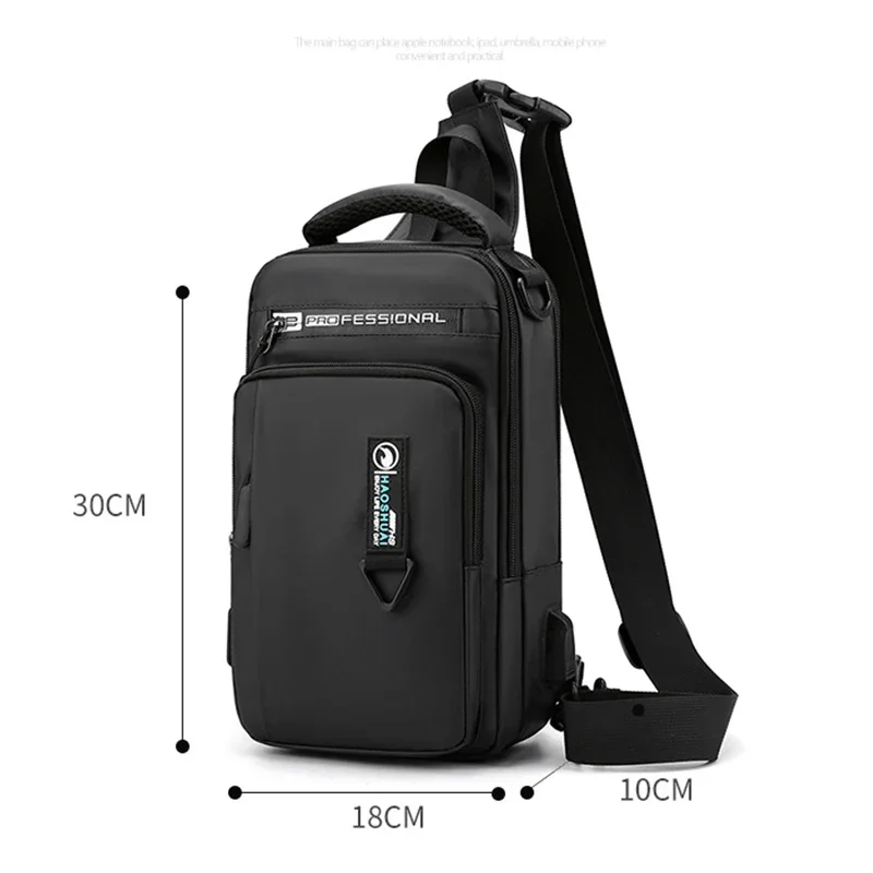 Waterproof Men One Shoulder Backpack Sling Chest Bag Pack USB Boys Cycling Sports Travel Holster Crossbody Bag Student School