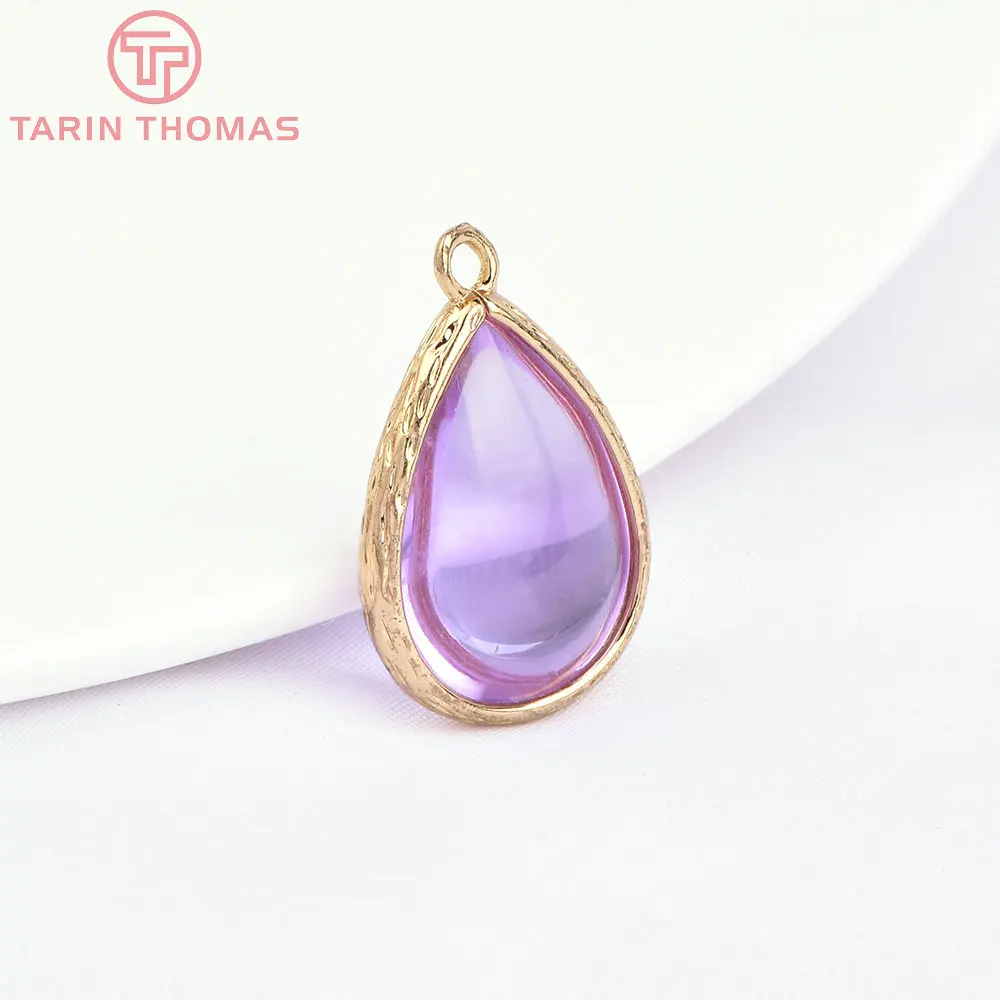 (4122)10PCS 22x14MM 24K Champagner Gold Farbe Messing und Glas Tear Drop Form Charms Anhänger Diy schmuck Erkenntnisse Zubehör – Detail 27